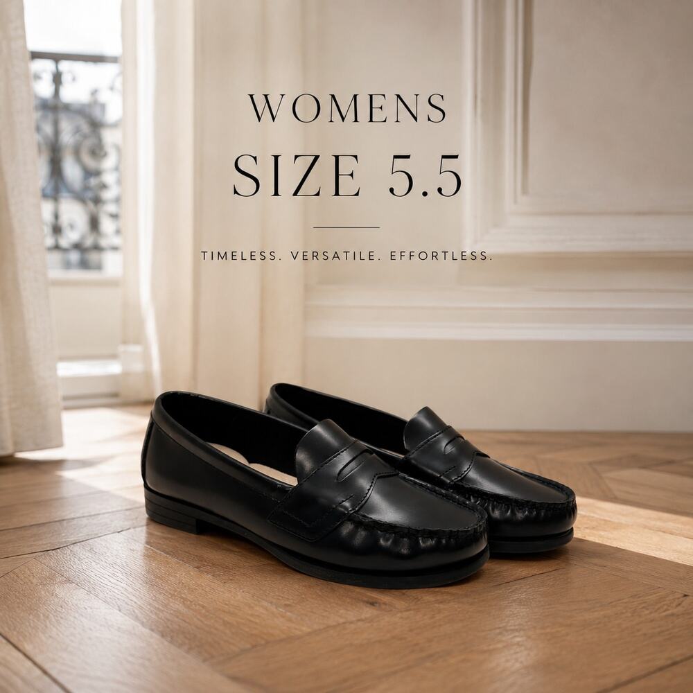 NIB Eastland Black Leather Penny Loafers Womens 5.5 Old Money Prep Chic Modern - Picture 2 of 12